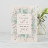 Invitation Mariage à l'art floral sarcelle (Debout devant)