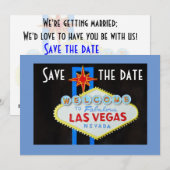 Invitation Mariage à Las Vegas Sauvegarder la date Bleu (Devant / Derrière)