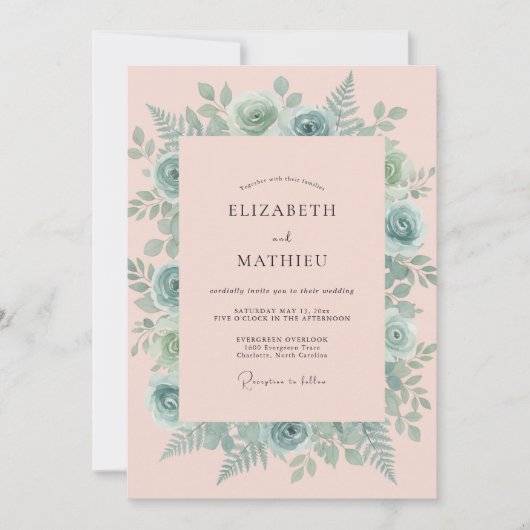 Invitation Mariage à l'eau de pêche poussiéreuse (Devant)