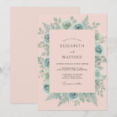 Invitation Mariage à l'eau de pêche poussiéreuse (Devant / Derrière)