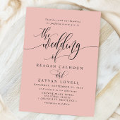 Invitation Mariage à l'écriture moderne simple Corail Doux