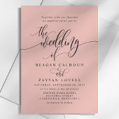 Invitation Mariage à l'écriture moderne simple Corail Doux
