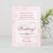 Invitation Mariage à l'écriture script fantaisie florale aqua (Debout devant)