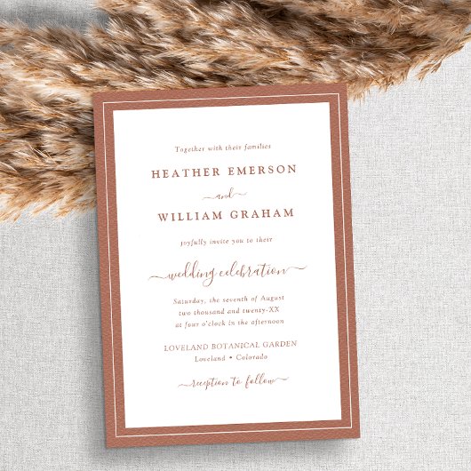 Invitation Mariage à l'écriture Terracotta