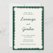Invitation Mariage à l'écriture verte vintage dessinée à la m (Devant)