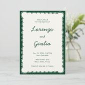 Invitation Mariage à l'écriture verte vintage dessinée à la m (Debout devant)