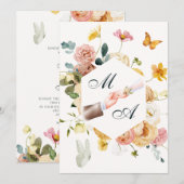 Invitation Mariage à l'élégance florale aquarelle (Devant / Derrière)