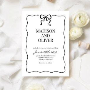 Invitation Mariage à l'élégance noire avec nœud papillon fant