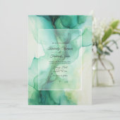 Invitation Mariage à l'encre alcoolique verte et ivoire (Debout devant)