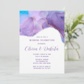 Invitation Mariage à l'encre d'alcool sarcelle pourpre éthéré (Debout devant)