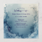 Invitation mariage à l'encre de marbre côtier bleu blanc rêve (Devant)