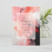 Invitation Mariage à l'encre noire, blanche et rouge (Debout devant)
