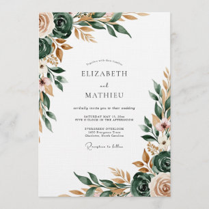 Invitation Mariage à l'Épanouissement de Peintre Vert Sage