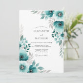 Invitation Mariage à l'Épanouissement de Teinte Cyan (Debout devant)
