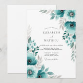 Invitation Mariage à l'Épanouissement de Teinte Cyan (Devant / Derrière)