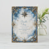 Invitation Mariage à l'Étoile Bleue Dorée (Debout devant)