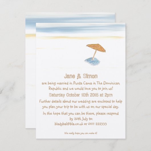 Invitation Mariage à l'étranger (Devant / Derrière)