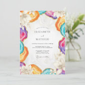 Invitation Mariage à l'eucalyptus avec une géode d'agate colo (Debout devant)