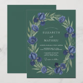 Invitation Mariage à l'eucalyptus en forêt d'Iris Indigo (Devant / Derrière)
