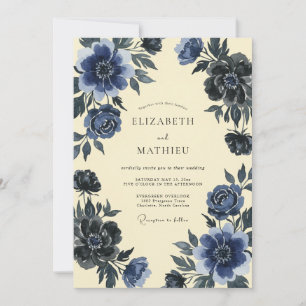 Invitation Mariage à l'eucalyptus et au renoncule ardoise ind