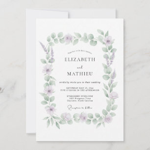 Invitation Mariage à l'eucalyptus et lavande apaisée