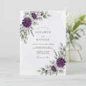 Invitation Mariage à l'eucalyptus fleuri violet (Debout devant)