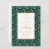 Invitation Mariage à l'eucalyptus vert foncé tendance invite (Devant)