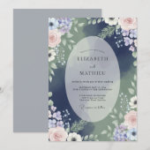 Invitation Mariage à l'Hydrangea Améthyste et Eucalyptus de M (Devant / Derrière)