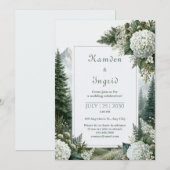 Invitation Mariage à l'Hydrangea de Pin Brumeux (Devant / Derrière)