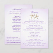 Invitation Mariage à l'Hydrangea Violet du Rivage Intinerary (Devant / Derrière)