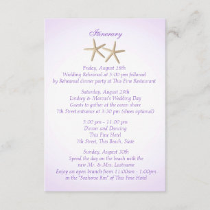 Invitation Mariage à l'Hydrangea Violet du Rivage Intinerary