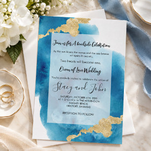 Invitation Mariage à l'île de plage tropicale Océan aquarelle