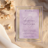 Invitation Mariage à l'initiale de monogramme or lavande de l