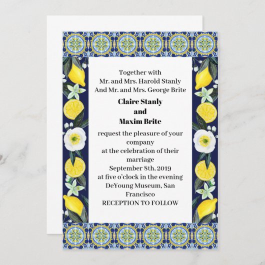 Invitation Mariage à l'italienne (Devant / Derrière)