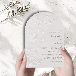 Invitation Mariage à l'ivoire avec arche florale de rose en r