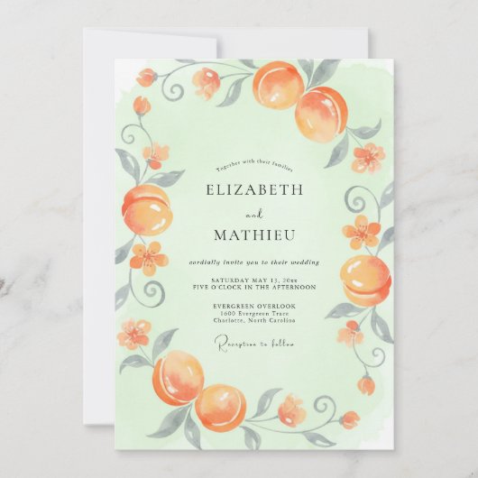 Invitation Mariage à l'Orange Citron Menthe Eucalyptus (Devant)