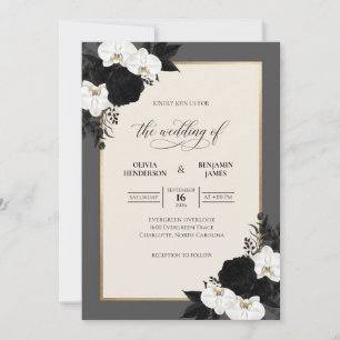 Invitation Mariage à l'Orchidée Blanche Ivoire Noir