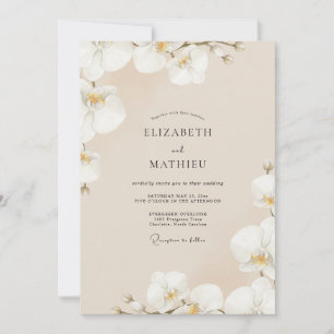Invitation Mariage à l'Orchidée Crème Champagne