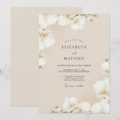 Invitation Mariage à l'Orchidée Crème Champagne (Devant / Derrière)