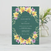 Invitation Mariage à l'orchidée jaune pourpre (Debout devant)