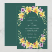 Invitation Mariage à l'orchidée jaune pourpre (Devant / Derrière)
