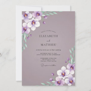 Invitation Mariage à l'orchidée lilas atténué