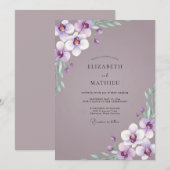 Invitation Mariage à l'orchidée lilas atténué (Devant / Derrière)