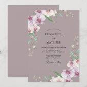 Invitation Mariage à l'Orchidée Lilas Mauve (Devant / Derrière)