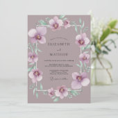 Invitation Mariage à l'orchidée mauve poussiéreuse (Debout devant)