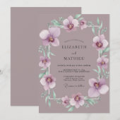 Invitation Mariage à l'orchidée mauve poussiéreuse (Devant / Derrière)