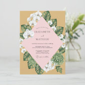 Invitation Mariage à l'orchidée rose moutarde (Debout devant)