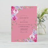 Invitation Mariage à l'orchidée violette Fuchsia (Debout devant)