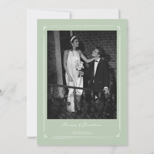 Invitation Mariage à main blanche et verte (Dos)