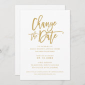 Invitation Mariage à main chic | Modifier La Date Gold (Devant / Derrière)